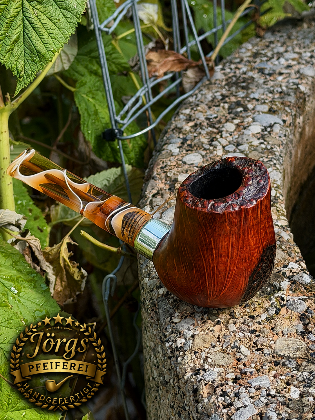 Handgefertigte Bruyère-Pfeife – Freehand Natural teilrustizierung