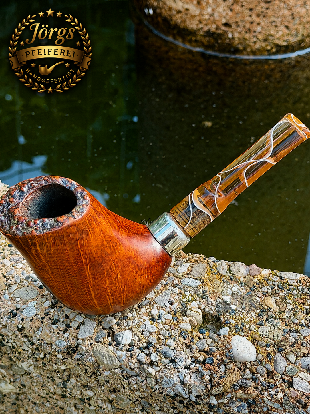 Handgefertigte Bruyère-Pfeife – Freehand Natural teilrustizierung