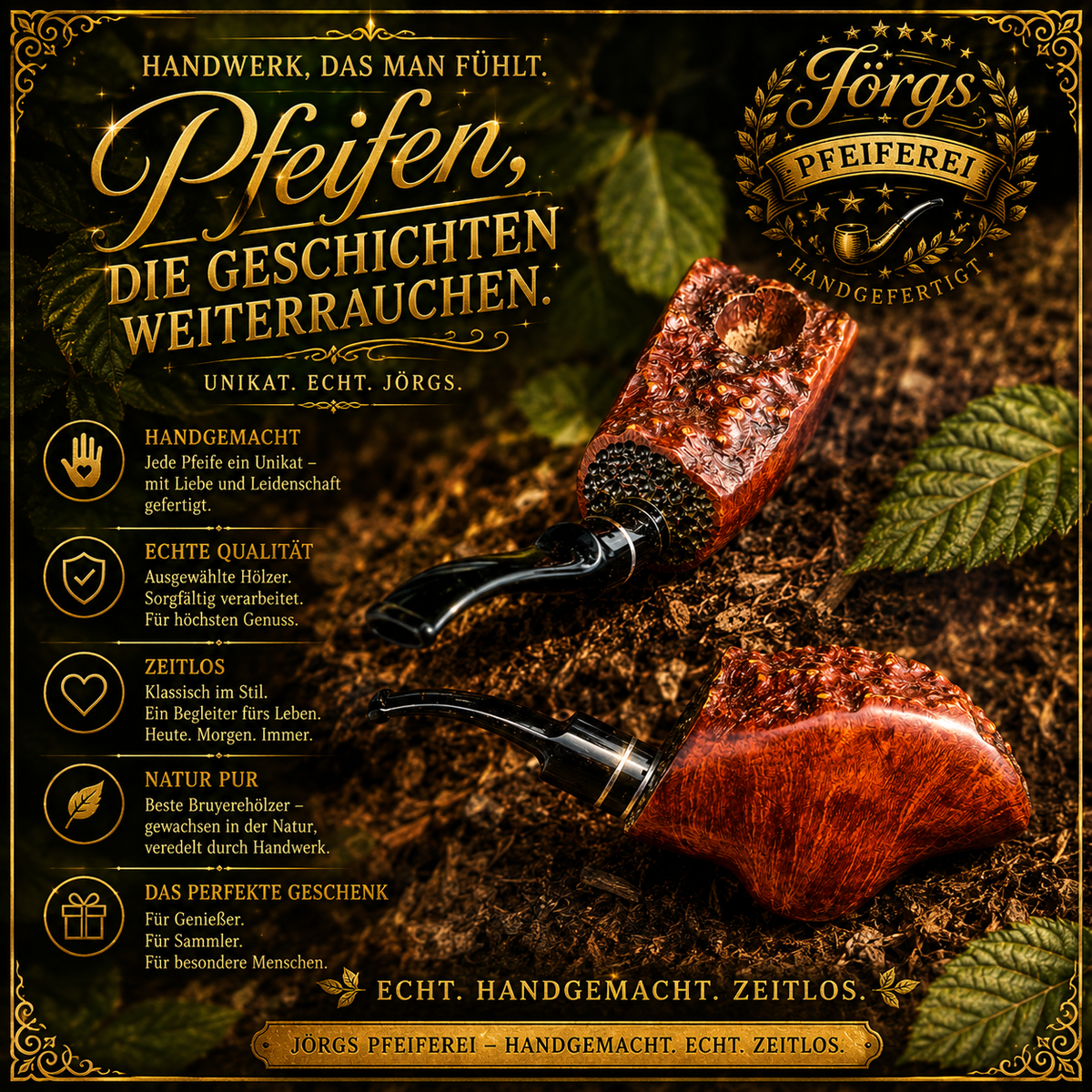 Freehand Pfeife – Plateau rustiziert, Rotbraun
