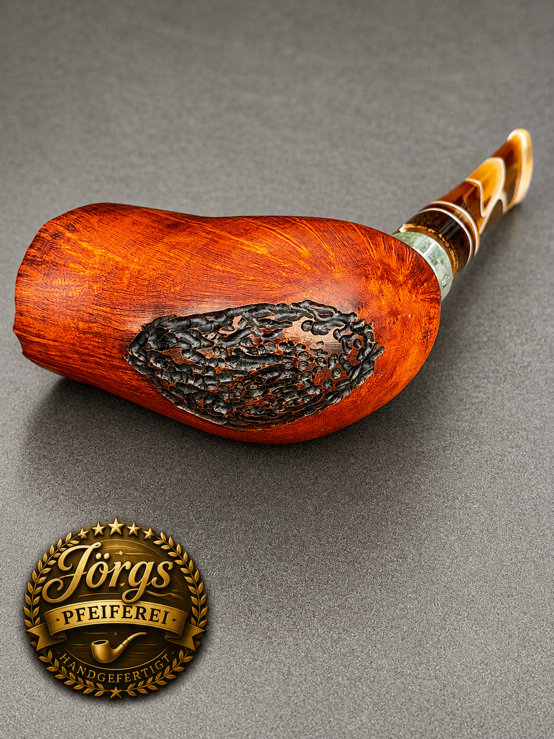 Handgefertigte Bruyère-Pfeife – Freehand Natural teilrustizierung