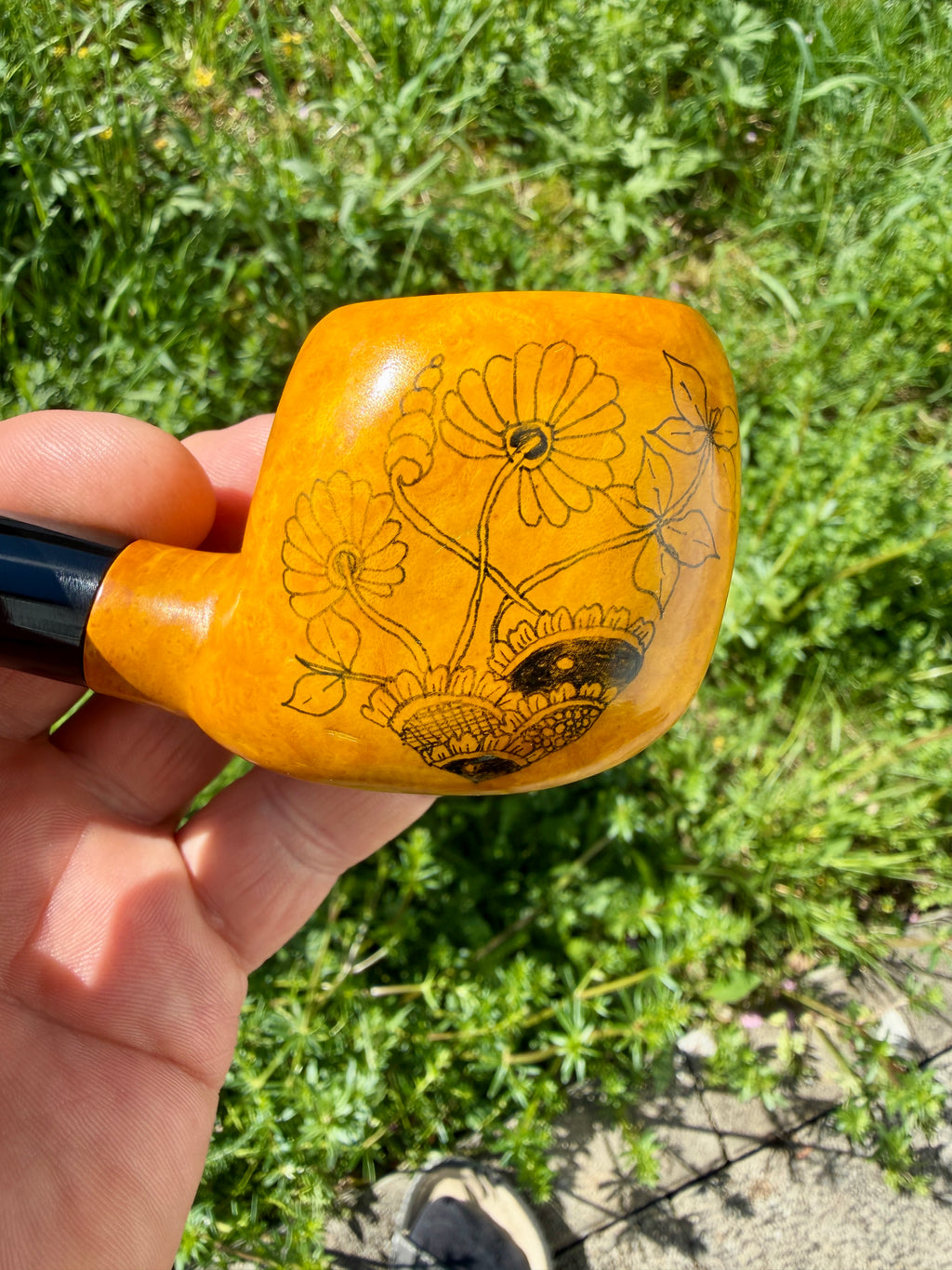 Freehandpfeife mit Zeichnung – Unikat