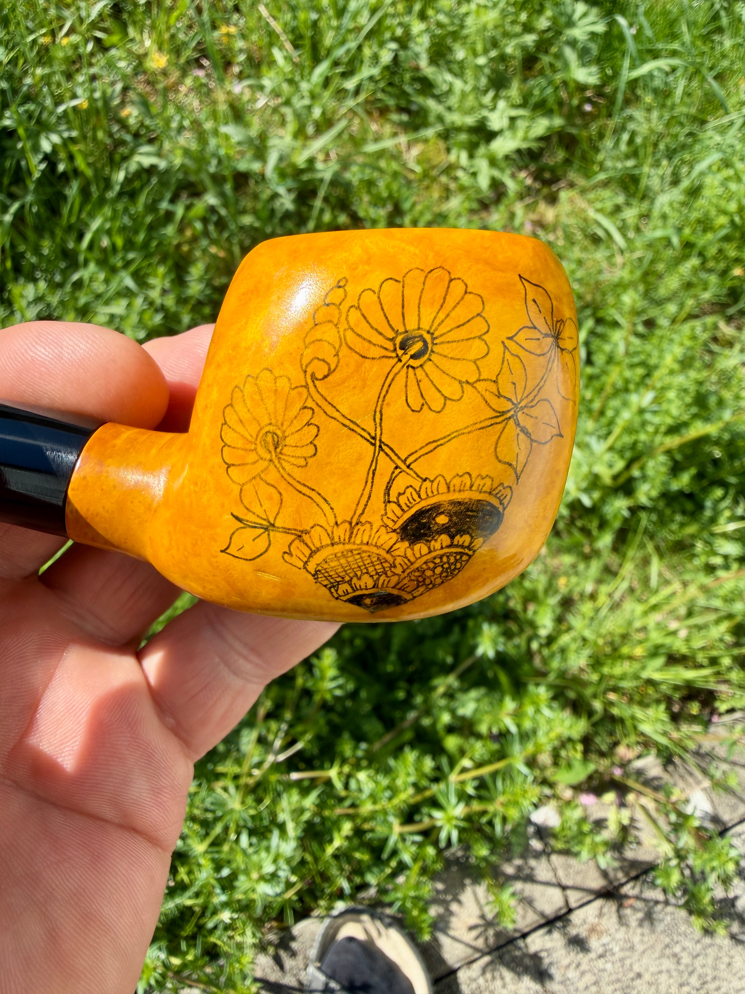 Freehandpfeife mit Zeichnung – Unikat